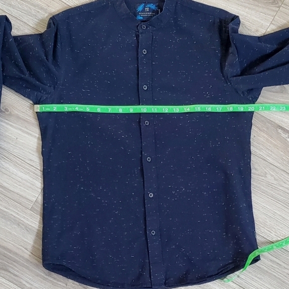 Scotch & Soda Essential Collarless Button Down Shirt, Navy/White Speck, Med, EUC - Picture 8 of 16